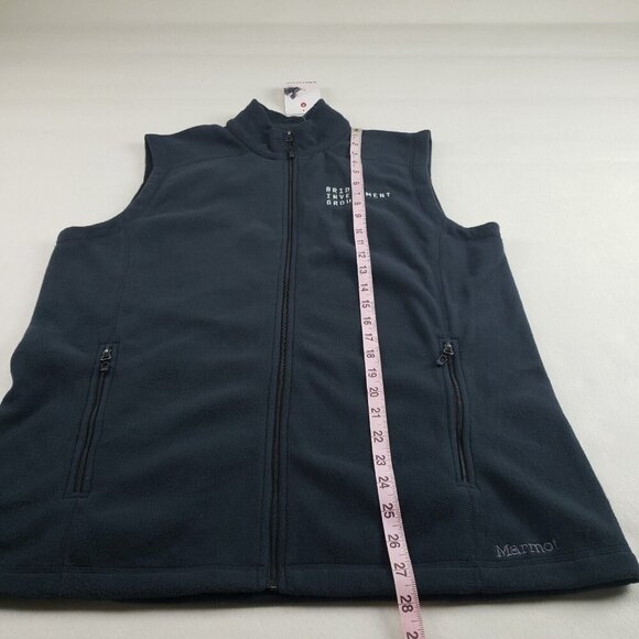 Marmot Rocklin Fleece Vest Womens XL Black Full Zip NEW "Bridge Investment" Logo - Picture 12 of 12